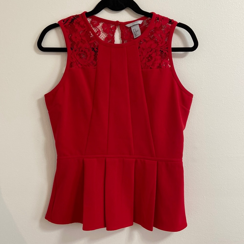 NWOT - H&M Red Laced Sleeveless Blouse